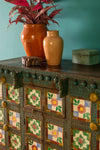 Vintage Wooden Chest with Tiles