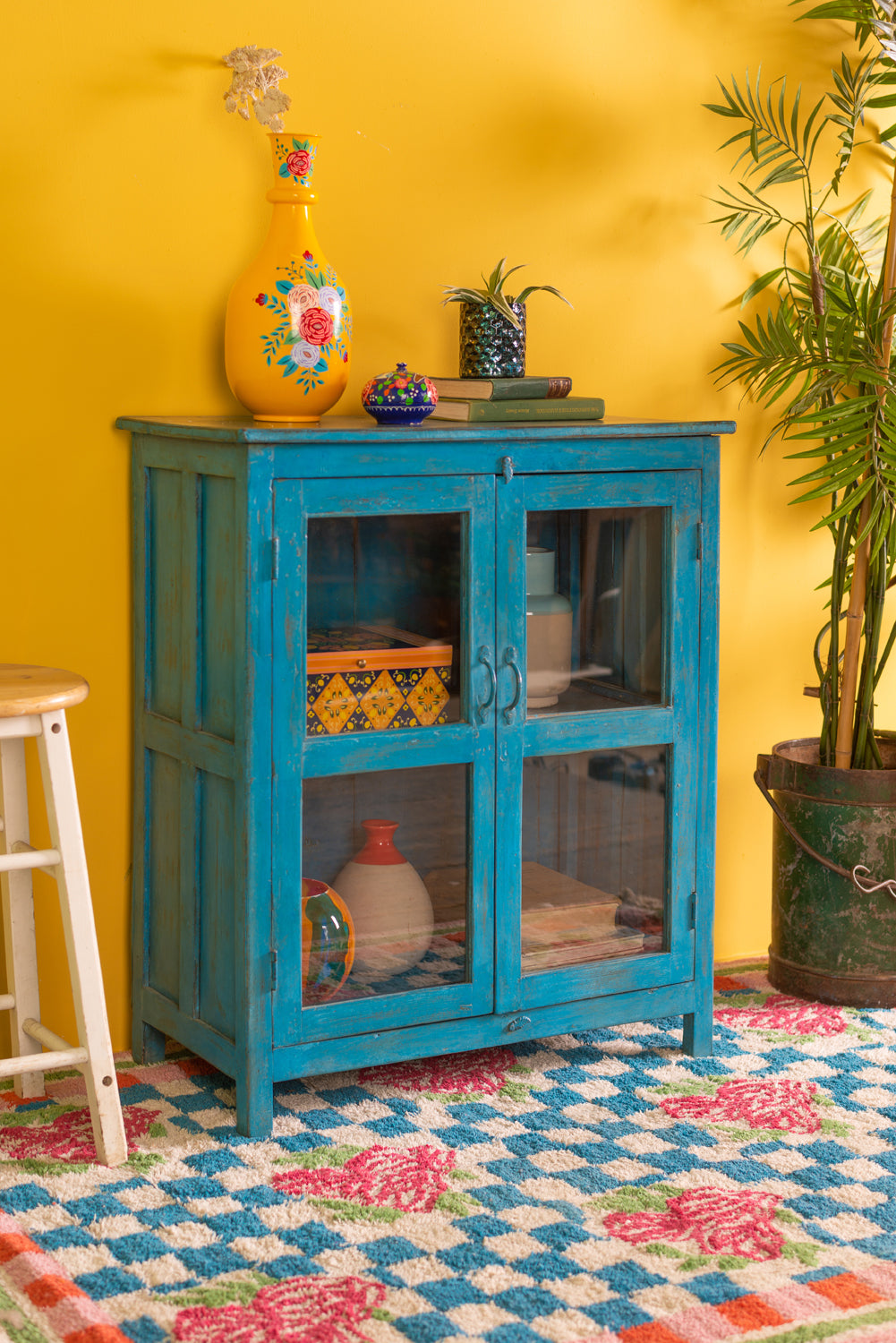 Blue Vintage Glazed Cabinet