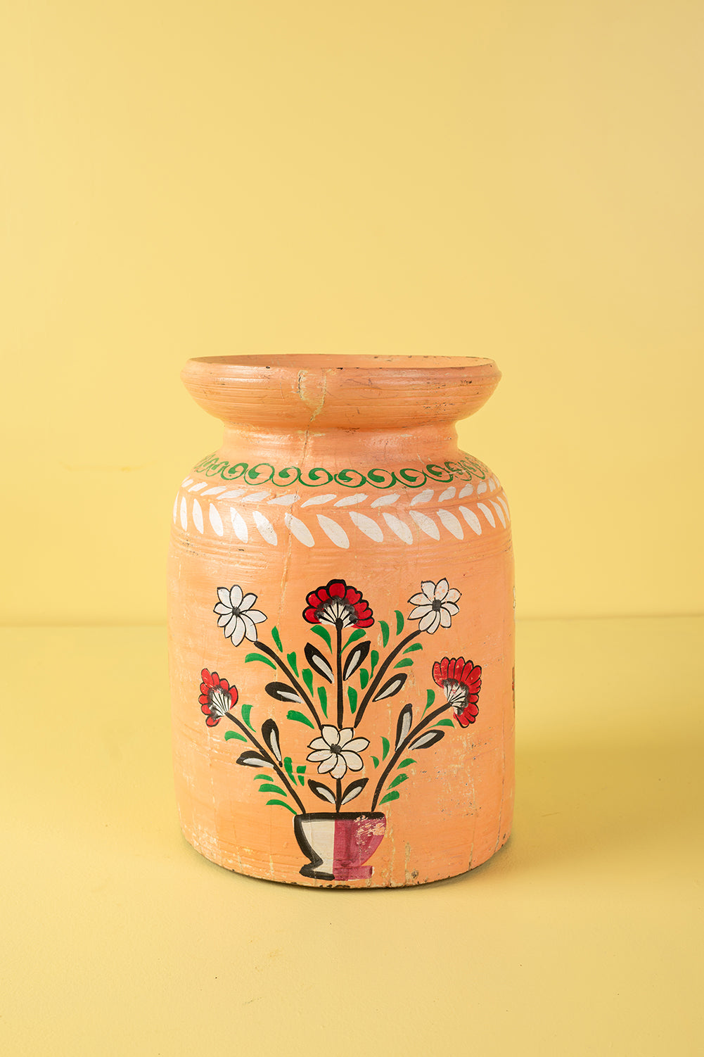 Hand Painted Vintage Large Wooden Pot (Re-worked) - 29