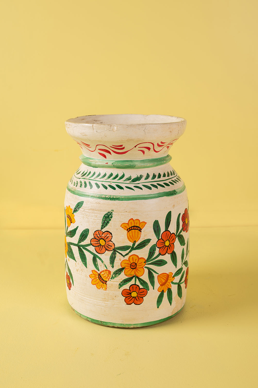 Hand Painted Vintage Large Wooden Pot (Re-worked) - 36