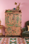 Pink & Green Vintage Wooden Cupboard
