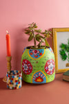 Vintage Hand Painted Medium Wooden Pot (Re-worked) - 08