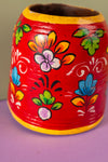 Vintage Hand Painted Medium Wooden Pot (Re-worked) - 28