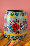 Vintage Hand Painted Medium Wooden Pot (Re-worked) - 37
