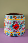 Vintage Hand Painted Medium Wooden Pot (Re-worked) - 41