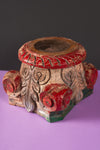 Vintage Carved Pillar Base Candle Holder - 02