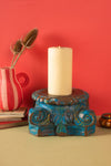 Vintage Carved Pillar Base Candle Holder - 12