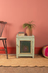 Pale Turquoise Vintage Jali Side Cabinet <p>W:41cm D:41cm H:52cm </p>