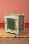 Pale Turquoise Vintage Jali Side Cabinet <p>W:41cm D:41cm H:52cm </p>