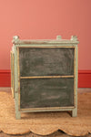 Pale Turquoise Vintage Jali Side Cabinet <p>W:41cm D:41cm H:52cm </p>