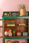 Forest Green Vintage Glazed Cabinet & Shelves