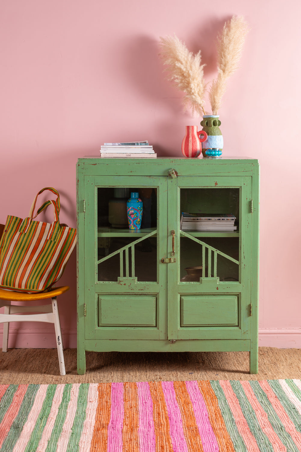 Vintage Green Glazed Cabinet