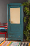 Blue Vintage Tallboy with Mirror <p>W:78cm D:44cm H:186cm </p>
