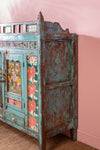 Vintage Light Blue Sideboard with Indian Paintings & Tiles