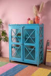 Light Blue Vintage Glazed Cabinet <p>W:126cm D:49cm H:148cm </p>