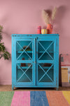 Light Blue Vintage Glazed Cabinet <p>W:126cm D:49cm H:148cm </p>