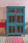 Blue Vintage Wooden Cupboard <p>W:106cm D:64cm H:168cm </p>