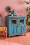 Blue Vintage Glazed Cabinet <p>W:73cm D:43cm H:81cm </p>