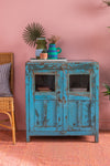 Blue Vintage Glazed Cabinet <p>W:73cm D:43cm H:81cm </p>