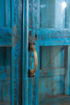 Blue Vintage Glazed Display Cabinet <p>W:92cm D:45cm H:140cm </p>