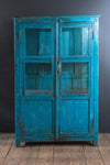 Blue Vintage Glazed Display Cabinet <p>W:92cm D:45cm H:140cm </p>