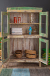 Green Vintage Glazed Cabinet <p>W:94cm D:49cm H:160cm </p>