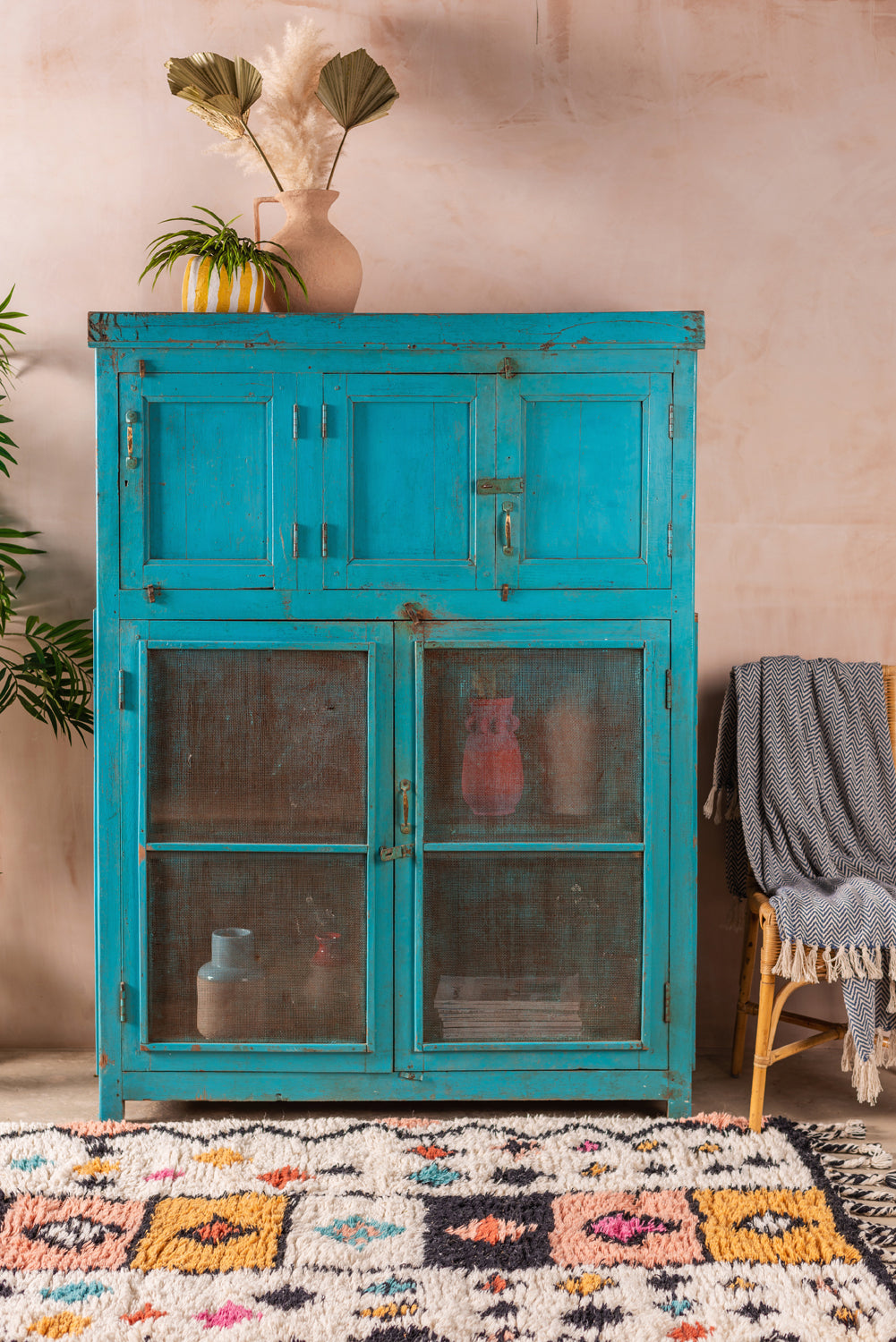 Blue Wooden Vintage Cupboard