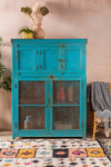 Blue Wooden Vintage Cupboard <p>W:122cm D:55cm H:164cm </p>