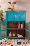 Blue Wooden Vintage Cupboard <p>W:122cm D:55cm H:164cm </p>