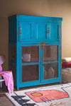 Blue Wooden Vintage Cupboard <p>W:121cm D:55cm H:168cm </p>
