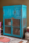Blue Wooden Vintage Cupboard <p>W:121cm D:55cm H:168cm </p>