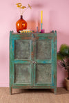 Vintage Green Wooden Cupboard <p>W:94cm D:50cm H:129cm </p>