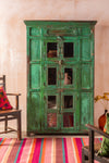 Green Vintage Wooden Almirah <p>W:112cm D:59cm H:180cm </p>