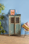 Slate Blue Vintage Jali Cupboard <p>W:71cm D:39cm H:129cm </p>