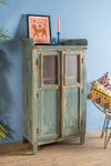 Slate Blue Vintage Jali Cupboard <p>W:71cm D:39cm H:129cm </p>