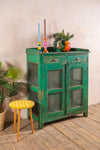 Vintage Green Wooden Jali Cupboard <p>W:89cm D:43cm H:109cm </p>