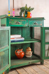 Vintage Green Wooden Jali Cupboard <p>W:89cm D:43cm H:109cm </p>