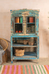Vintage Blue Cabinet with Shelves <p>W:90cm D:56cm H:173cm </p>