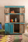 Blue Vintage Wooden Almirah <p>W:112cm D:51cm H:168cm </p>