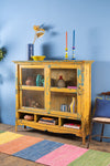 Yellow Vintage Cabinet with Shelves <p>W:144cm D:31cm H:131cm </p>