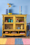 Yellow Vintage Cabinet with Shelves <p>W:144cm D:31cm H:131cm </p>