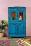 Blue Vintage Glazed Cupboard <p>W:88.6cm D:39.9cm H:162.8cm </p>