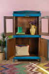 Blue Vintage Glazed Cupboard <p>W:88.6cm D:39.9cm H:162.8cm </p>
