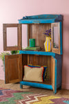 Blue Vintage Glazed Cupboard <p>W:88.6cm D:39.9cm H:162.8cm </p>