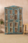 Vintage Blue Jali Almirah <p>W:130cm D:44cm H:187cm </p>