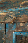 Vintage Blue Jali Almirah <p>W:130cm D:44cm H:187cm </p>