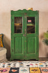 Green Vintage Wooden Cupboard <p>W:80cm D:42cm H:148cm </p>