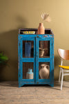 Blue Vintage Display Cabinet <p>W:75cm D:36cm H:121cm </p>