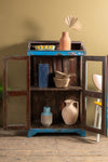 Blue Vintage Display Cabinet <p>W:75cm D:36cm H:121cm </p>
