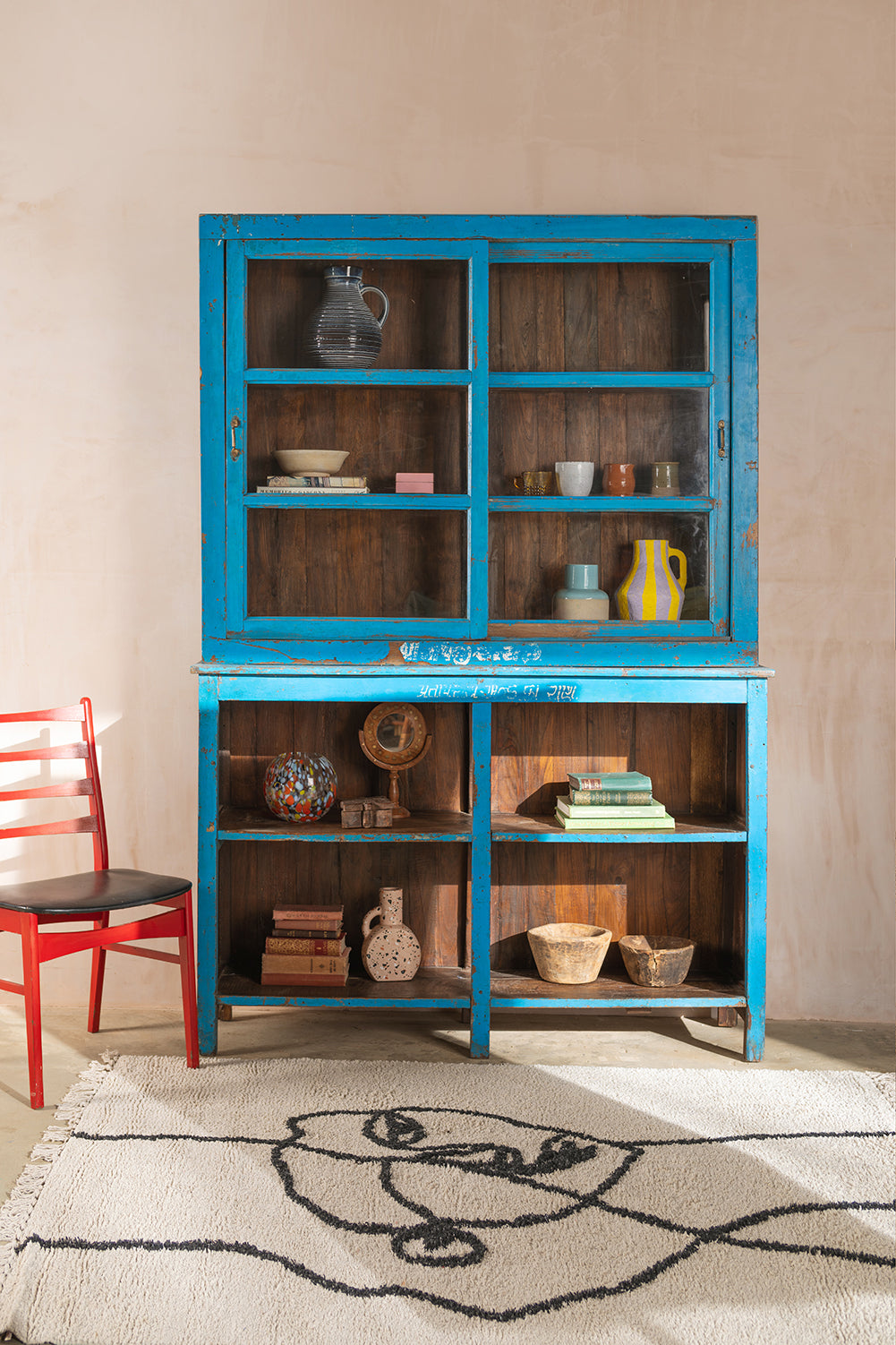 Blue Vintage Dresser Unit <p>W:145cm D:37cm H:212cm </p>